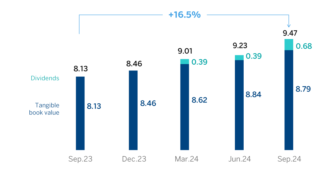 Chart Tangible book value per share and dividens